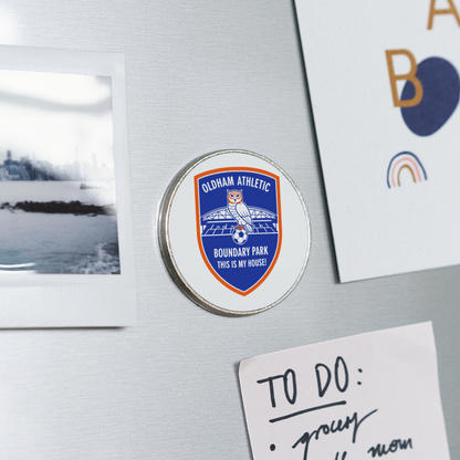 Round  fridge magnet Oldham Athletic - white